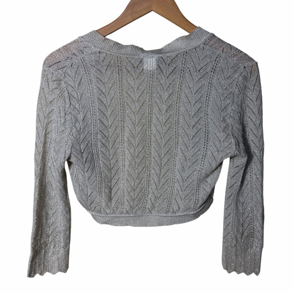 Rave Vintage Y2K Open Front Cropped Metallic Sweater Size XS - Picture 2 of 4
